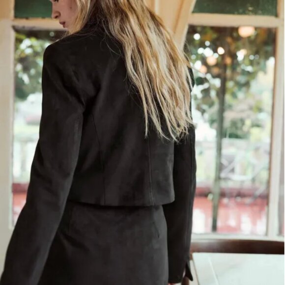 ZARA Black Faux Suede Cropped Jacket New without tags Size XS 🖤 - Picture 5 of 16